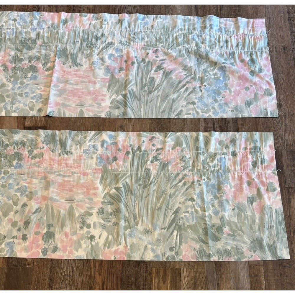 VTG 2 Croscill Impressions Valances 83 x 17 Pink Green Floral Watercolor Cottage